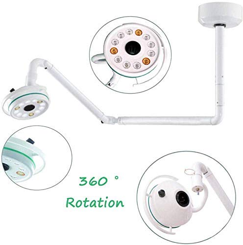 36W LED Surgical Shadowless Light - Ceiling Mounted Exam Light for Hospitals & Clinics - Perfect for Dental, Veterinary, and Operating Room Procedures