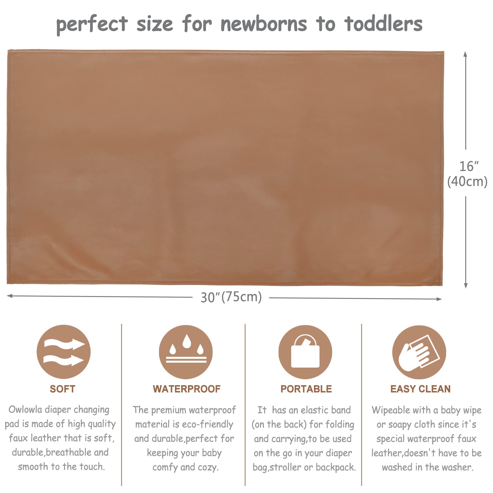 Owlowla Portable Baby Diaper Changing Pad - Waterproof Travel Changing Mat with Liner for Newborns & Toddlers (Beige & Brown) | Ideal for Nursery, Travel, and On-the-Go Diaper Changes