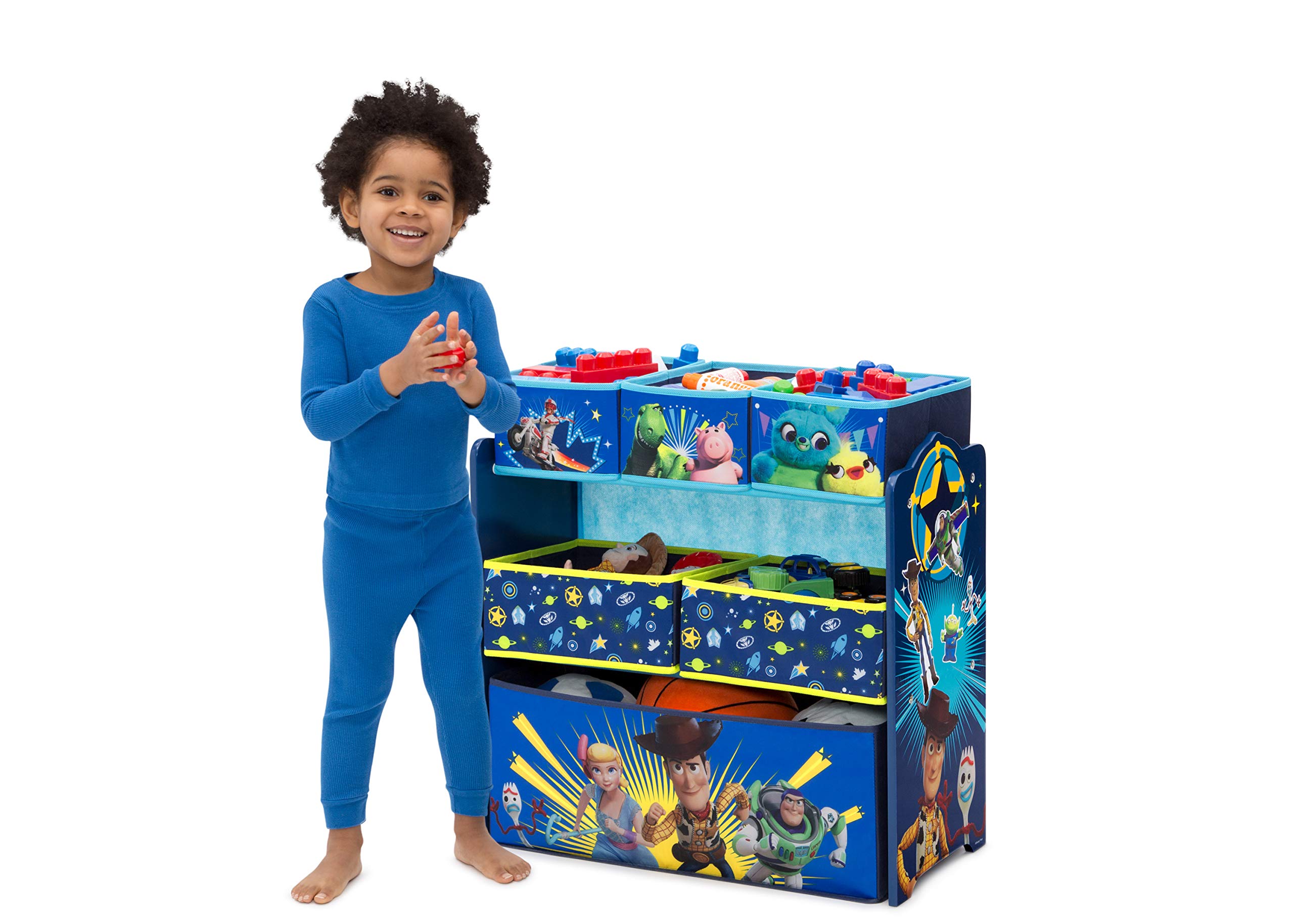 Delta Children Toy Story 4 Kids Table and Chair Set with Storage (2 Chairs Included) & 6-Bin Toy Organizer - Perfect for Arts & Crafts, Homeschooling, Homework, Playroom & Preschool Activities