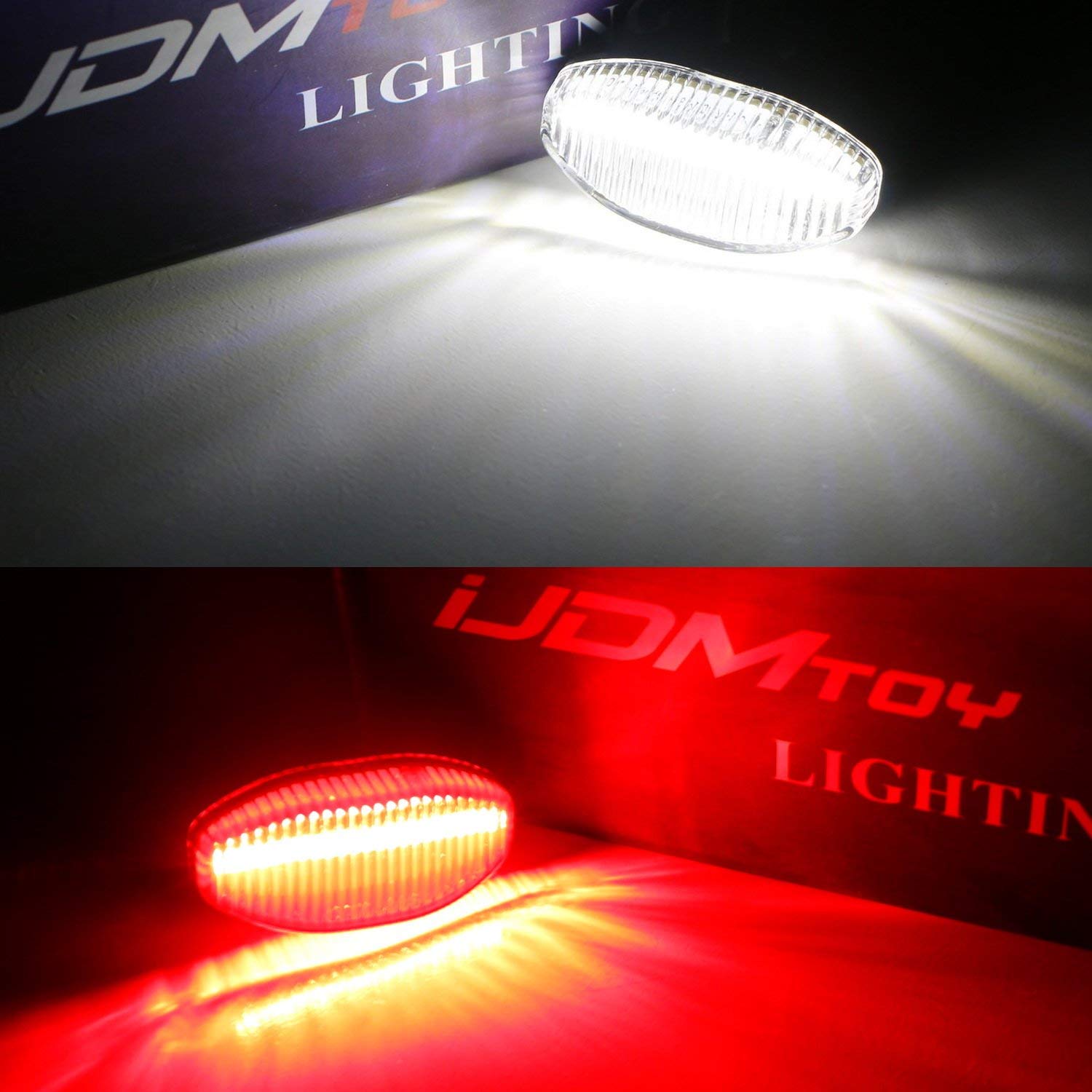 iJDMTOY 7-Piece Smoked Lens 84-SMD LED Grille Running Lights Kit with Front/Rear Side Marker Lights for 2010-2014 Ford Raptor (Front White, Rear Red) - Upgrade Your Truck's Style & Visibility for Off-Road Adventures