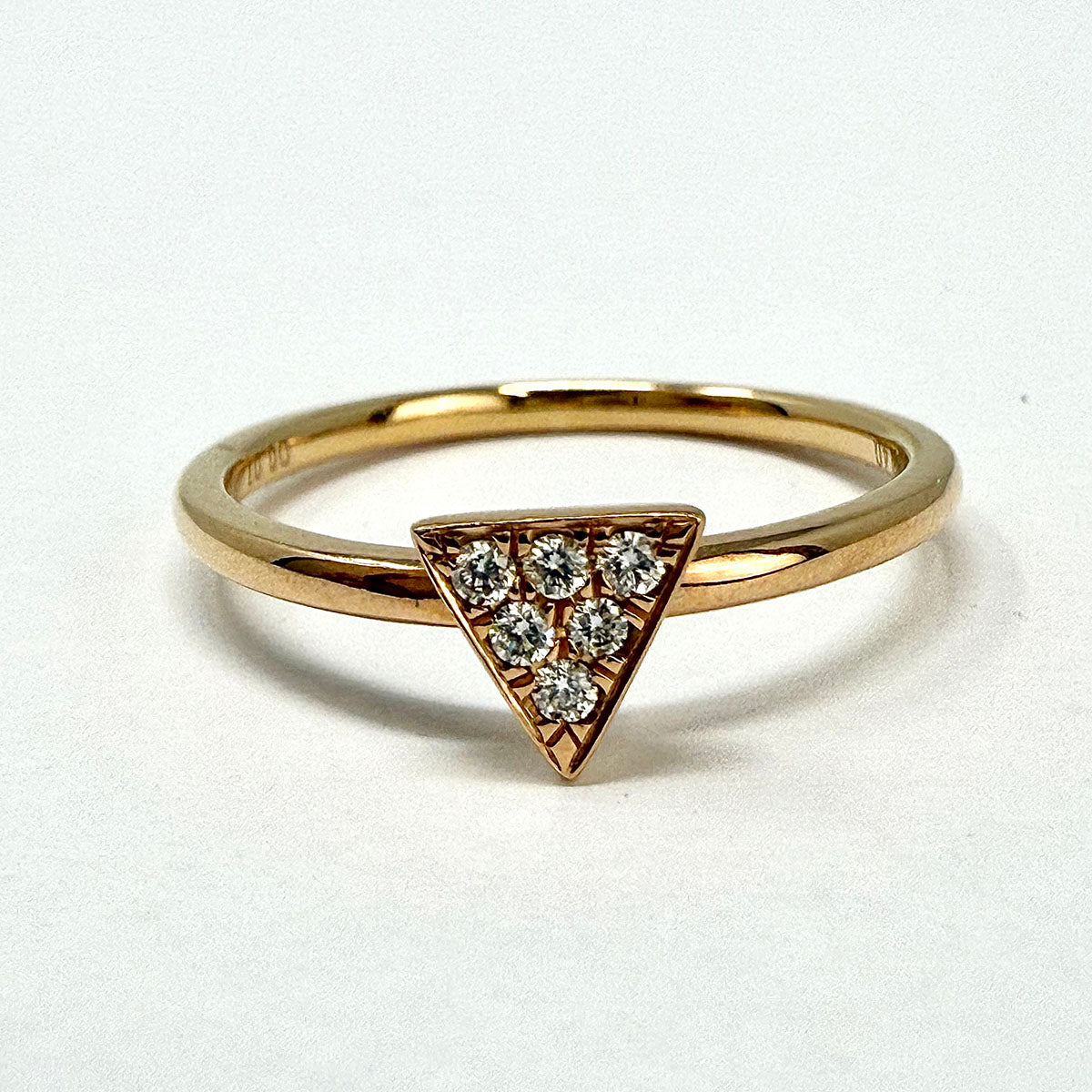 14K Rose Gold Diamond Ring with Triangular Pave Setting - Elegant Wedding Band, Anniversary Gift for Her, Perfect for Engagement & Special Occasions