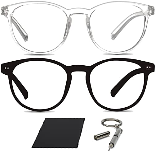 [2 Pack] Round Black Frame + Round Transparent Frame