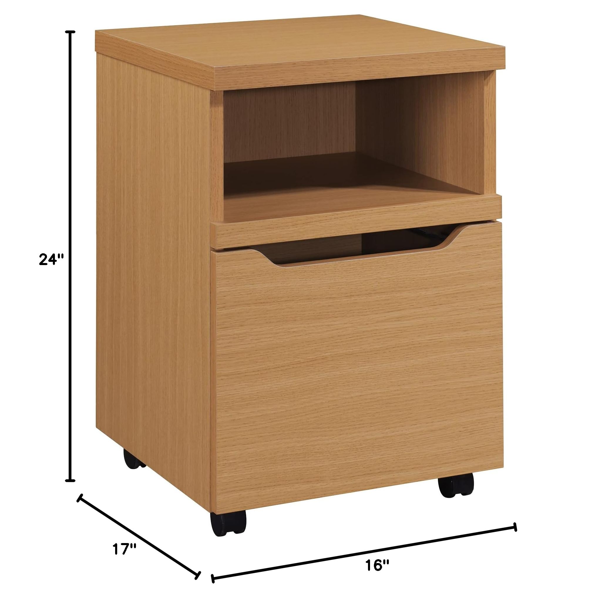 OSP Home Furnishings Denmark Rolling File Cart & Printer Stand with Lockdowel Fastening System, Natural Wood Office Organizer for Home & Workspace Storage Solutions