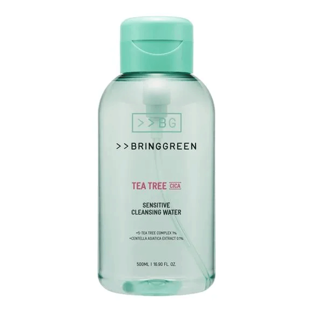BRING GREEN Tea Tree Cica Sensitive Cleansing Water 500ml - Soothing Facial Toner for Acne-Prone & Sensitive Skin | Gentle Makeup Remover & Daily Skincare Essential
