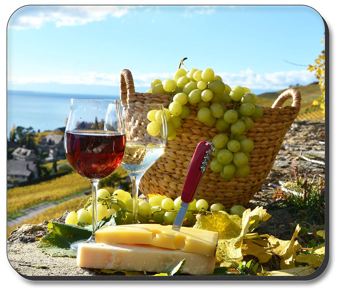 Art Plates Mouse Pad - Wine by The Ocean | Non-Slip Desk Mat for Computers & Office | Perfect for Gaming, Work & Home Office Decor