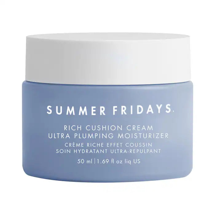 Summer Fridays Rich Cushion Cream - Ultra Hydrating & Volumizing Moisturizer for Dry Skin | Day & Night Face Cream for Glowing Skin