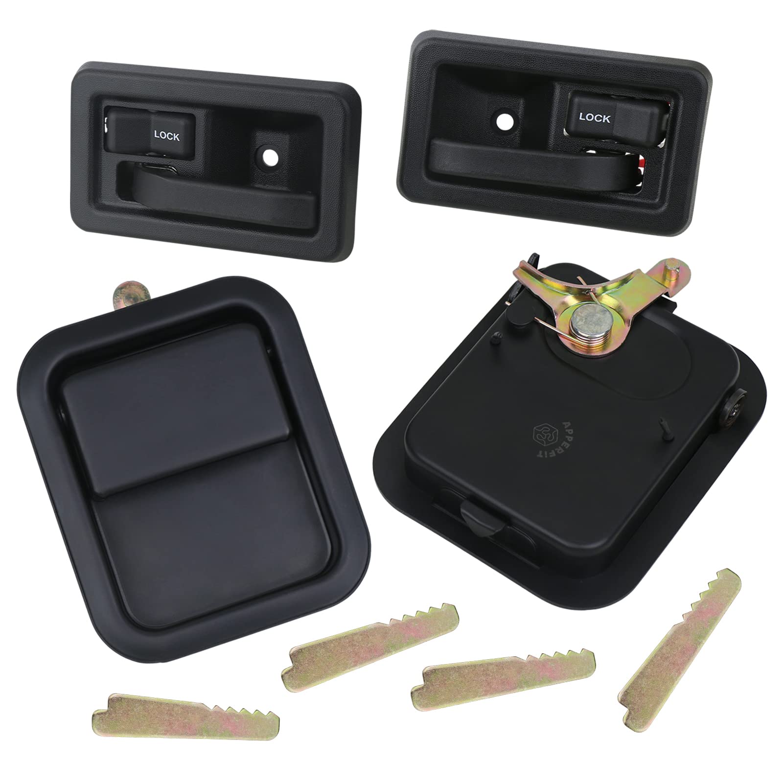 APPERFiT Jeep Wrangler YJ TJ 1991-2006 Replacement Door Handles - Exterior & Interior Set with Keepers (Fits Full Doors, Replaces OEM 55176382AE 55176383AE 55176477AB 55176476AB) - Perfect for Off-Roading & Daily Driving Upgrades