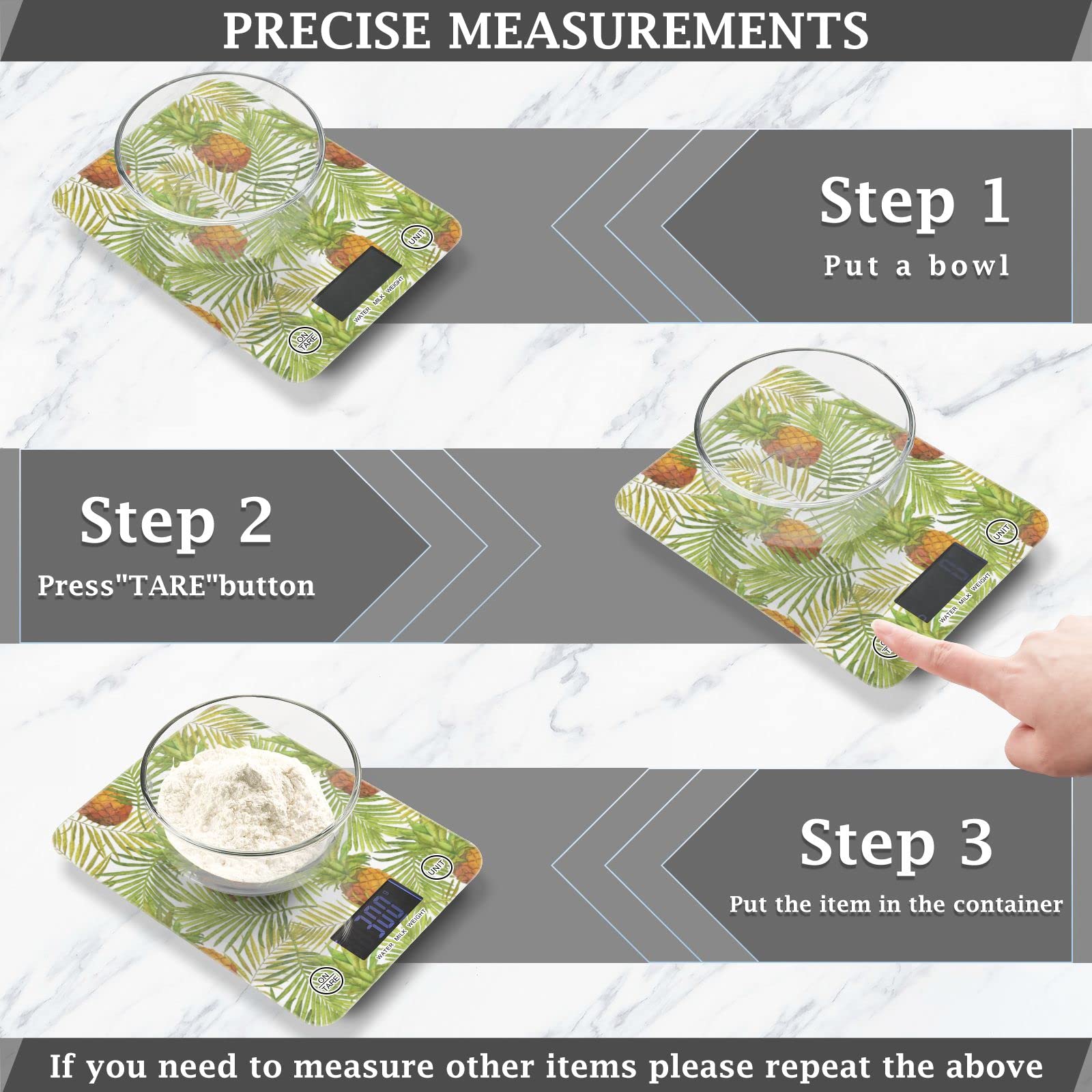 Premium Digital Kitchen Scale for Fruits, Pineapple, Cooking & Baking - Accurate Ounces/Grams Measurement, Waterproof, Weight Loss Tracking - Perfect for Home, Restaurant & Meal Prep