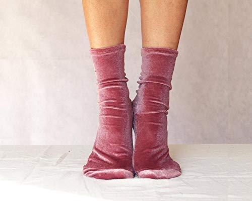 Luxury Velvet Socks for Women - Soft White Ivory Velour Handmade Winter Socks - Cozy Homemade Knitted Socks for Home, Lounge & Gift Giving