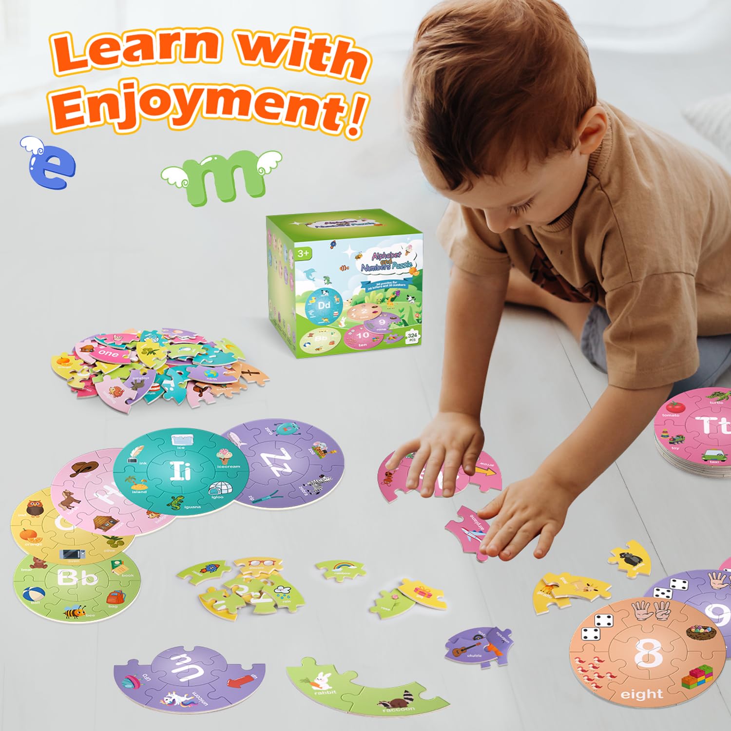 Montessori Wooden Alphabet Puzzles for Kids 3-7 - Learning Toys for Preschool & Kindergarten