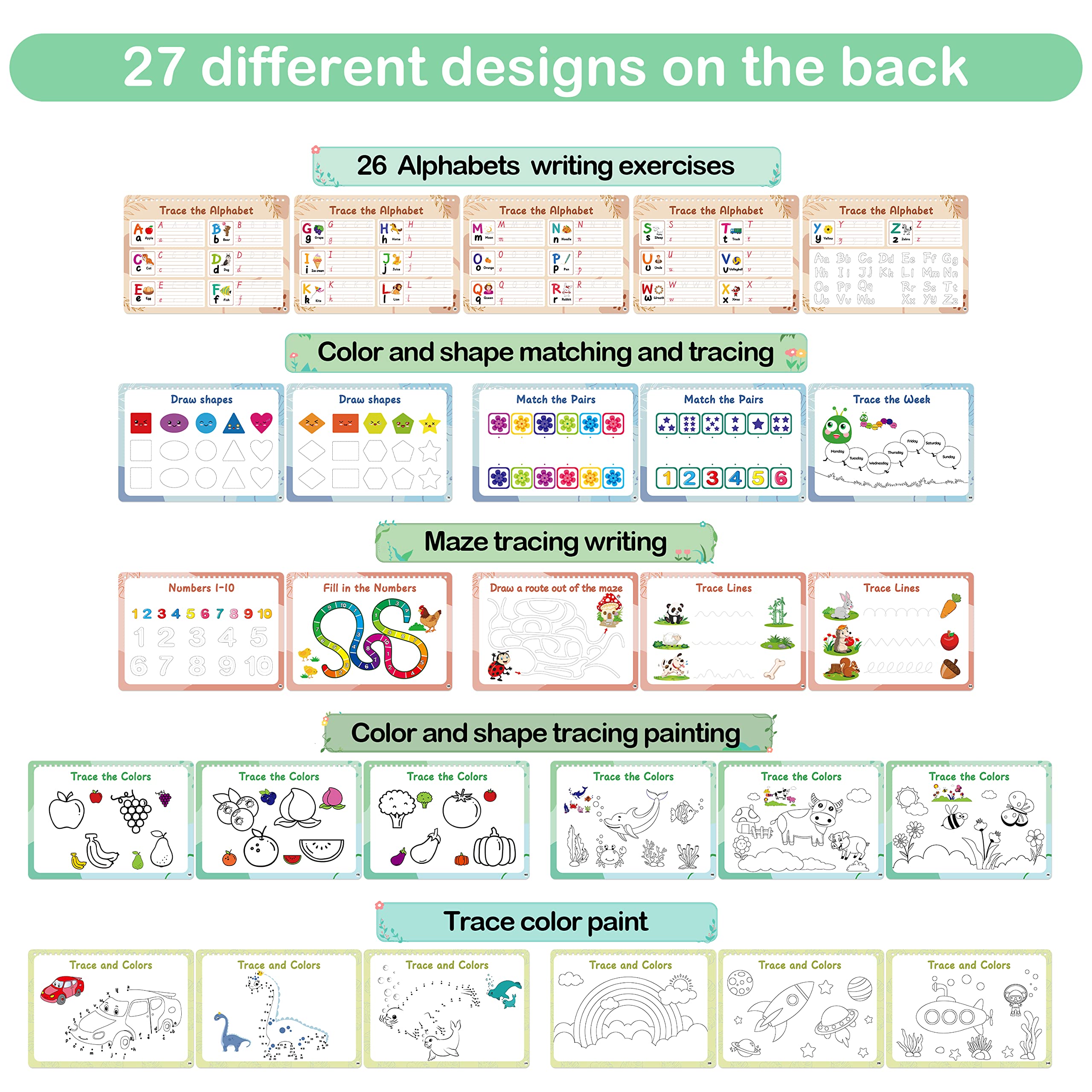 WJPC Toddler Busy Book - 53 Designs for 1-6 Years, Preschool Learning & Quiet Play - Montessori Activity for Boys & Girls at Home or Travel