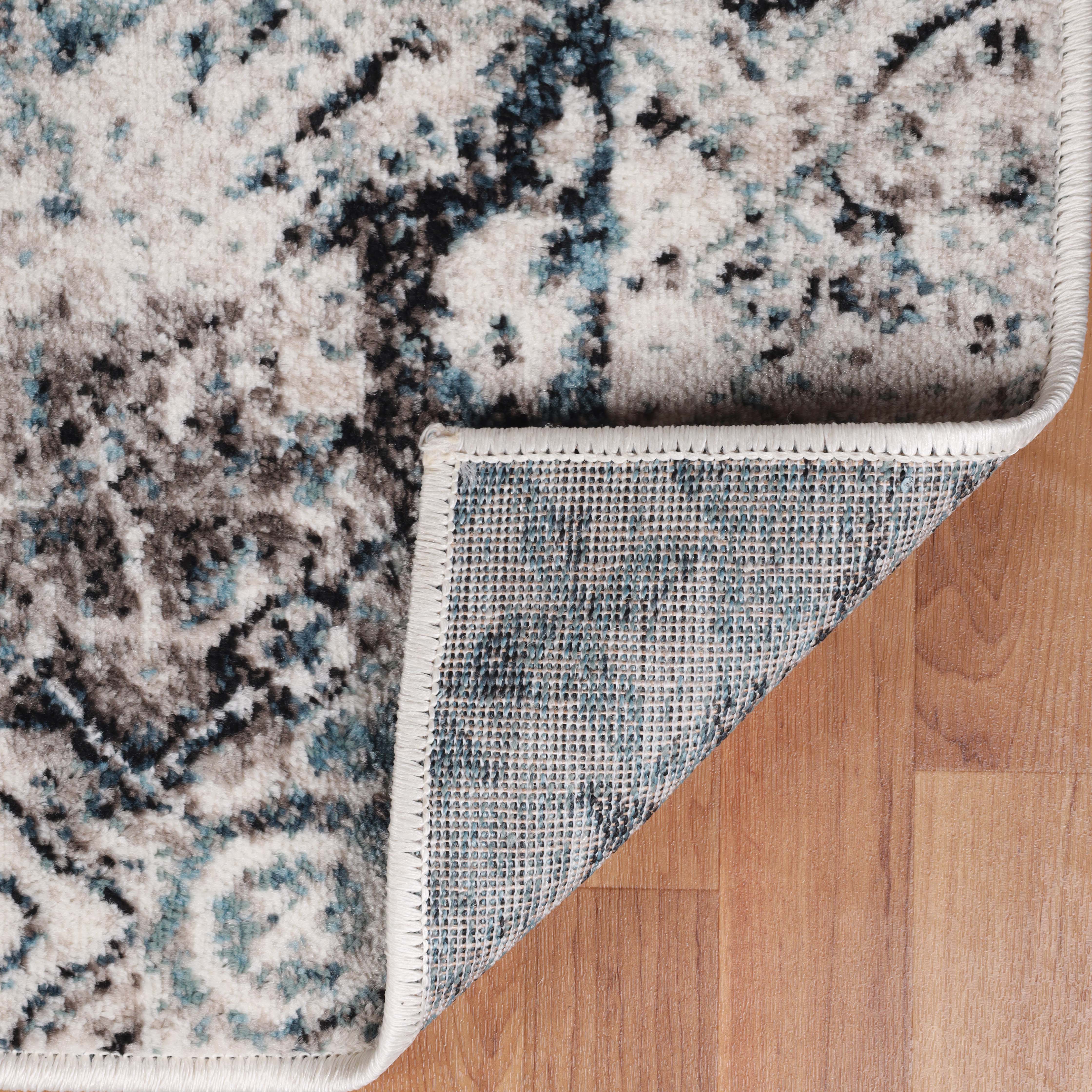 Stylish Rangoli Geometric Medallion Indoor Area Rug - Non-Slip Bohemian Decor for Living Room, Bedroom & Office