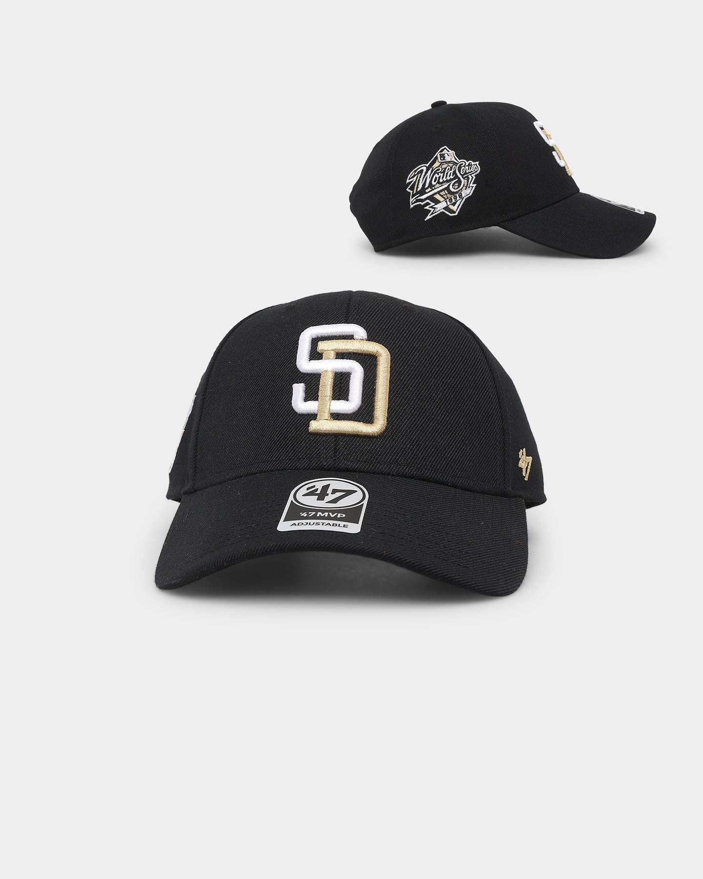 47 Brand San Diego Padres Sure Shot 47 MVP DT Snapback Black Hat - Adjustable Baseball Cap for Men & Women - Perfect for Sports Fans, Casual Wear & Outdoor Activities