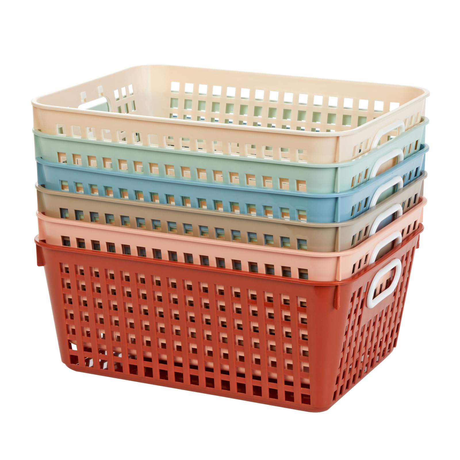Boho Large Storage Baskets - Set of 6, Woven Seagrass Baskets for Home Organization, Nursery, Bathroom & Living Room Decor