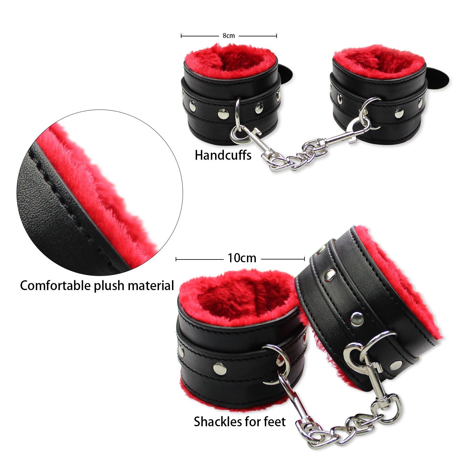 11-Piece SM Bondage Set for Adults - Soft Plush Handcuffs & Restraint Kit - Sensual Couples Play & BDSM Accessories for Spicing Up the Bedroom