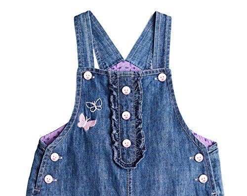 Baby & Toddler Girls' Embroidered Soft Bib Denim Overalls - Washed Jeans Jumpsuit for Playtime & Casual Outings | Cute Outfit for Infants & Little Girls