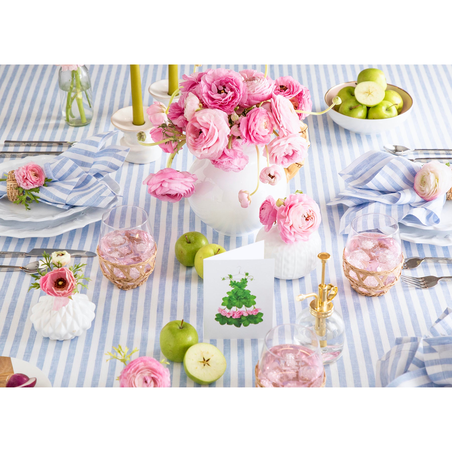 Amalfi Stripe Tablecloth - Waterproof & Stain-Resistant Round Table Cover for Outdoor Dining, Picnics, and Party Decor