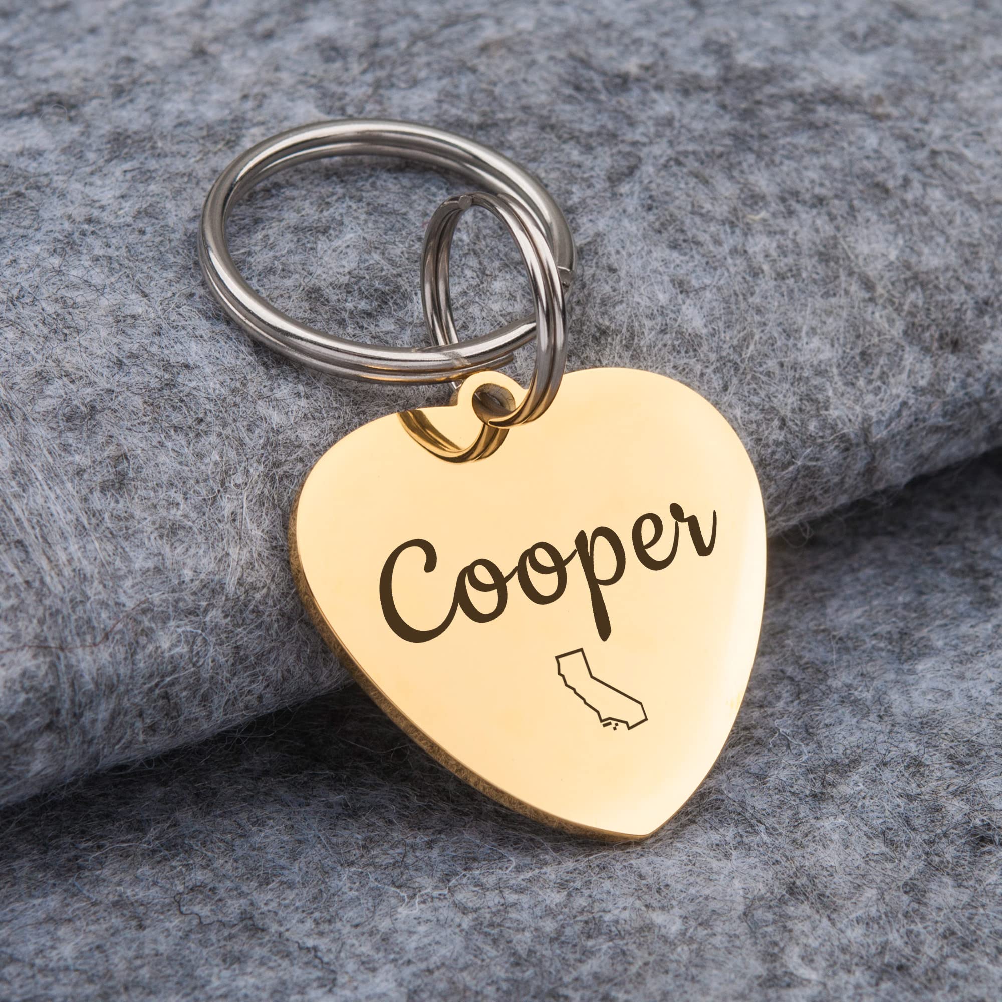 Personalized Rose Gold Heart-Shaped Pet ID Tag - Anavia Glossy Stainless Steel Dog & Cat Collar Tag (Small) - Perfect for Daily Walks, Vet Visits & Pet Safety Identification