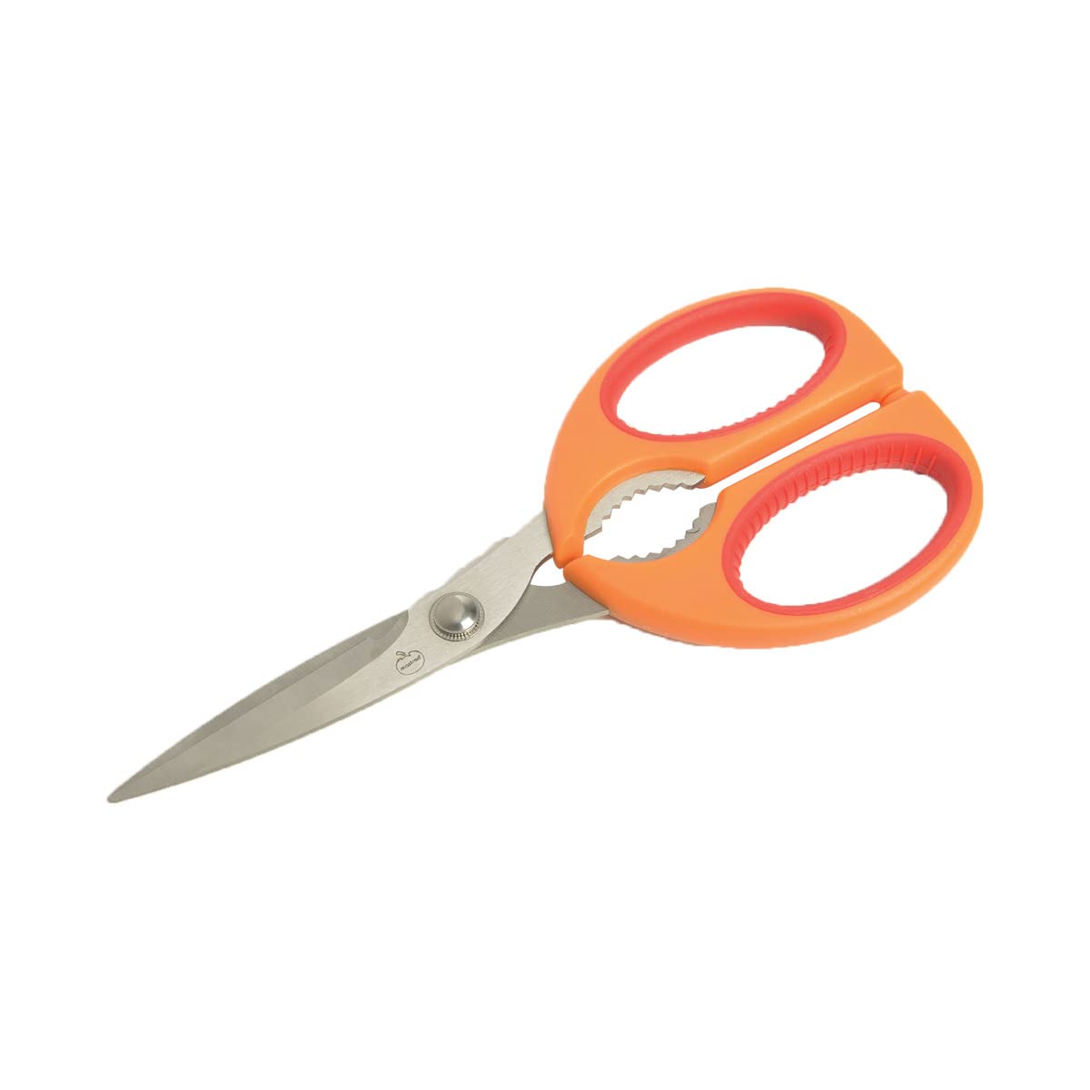 Mastrad Nut Cracker Kitchen Scissors - Soft Grip Stainless Steel Shears with Ergonomic Handles, Easy Cleaning, Orange/Raspberry (F24004) for Cutting Nuts, Herbs, and Poultry