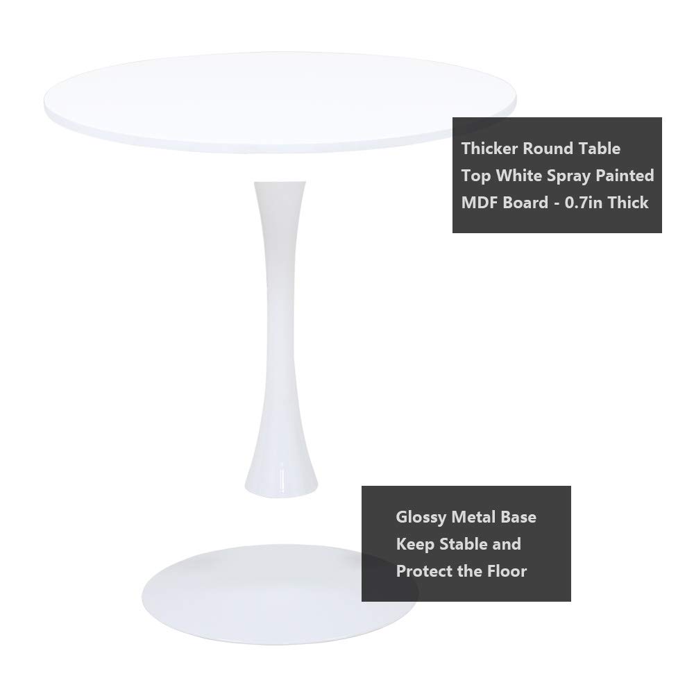 Modern Round White Pedestal Dining Table - 31.5