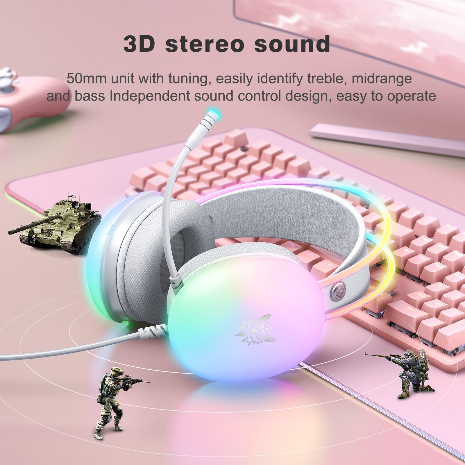 ONIKUMA X25 RGB Gaming Headset with Noise Cancelling Mic - 7.1 Surround Sound for PC, PS4, PS5, Xbox - Comfortable Over-Ear Headphones for Gaming, Streaming & Music (Perfect for Esports & Late-Night Gaming)