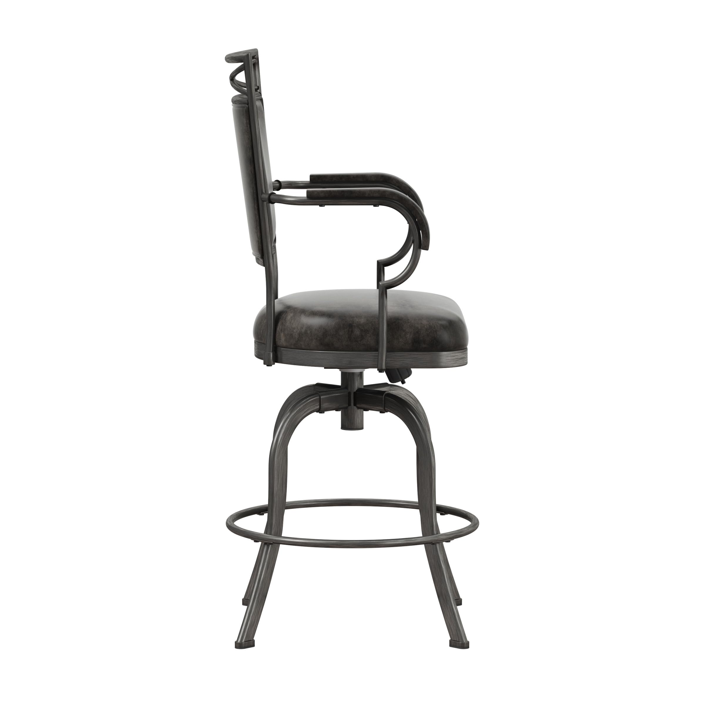 Hillsdale Bridgetown Metal Counter Height Swivel Bar Stool in Pewter - Perfect for Kitchen Islands, Breakfast Bars & Home Decor