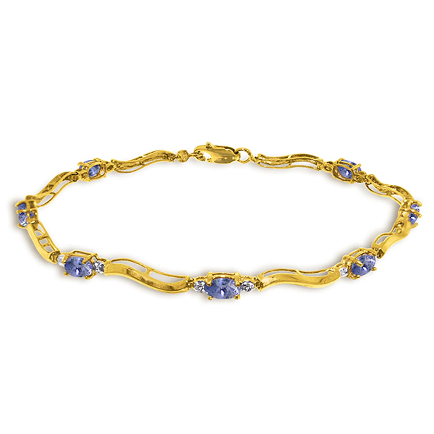 14K Solid Gold Tennis Bracelet with 2.01 Carat Diamonds & Tanzanite Stones - Elegant Jewelry for Women, Perfect for Weddings, Anniversaries and Special Occasions