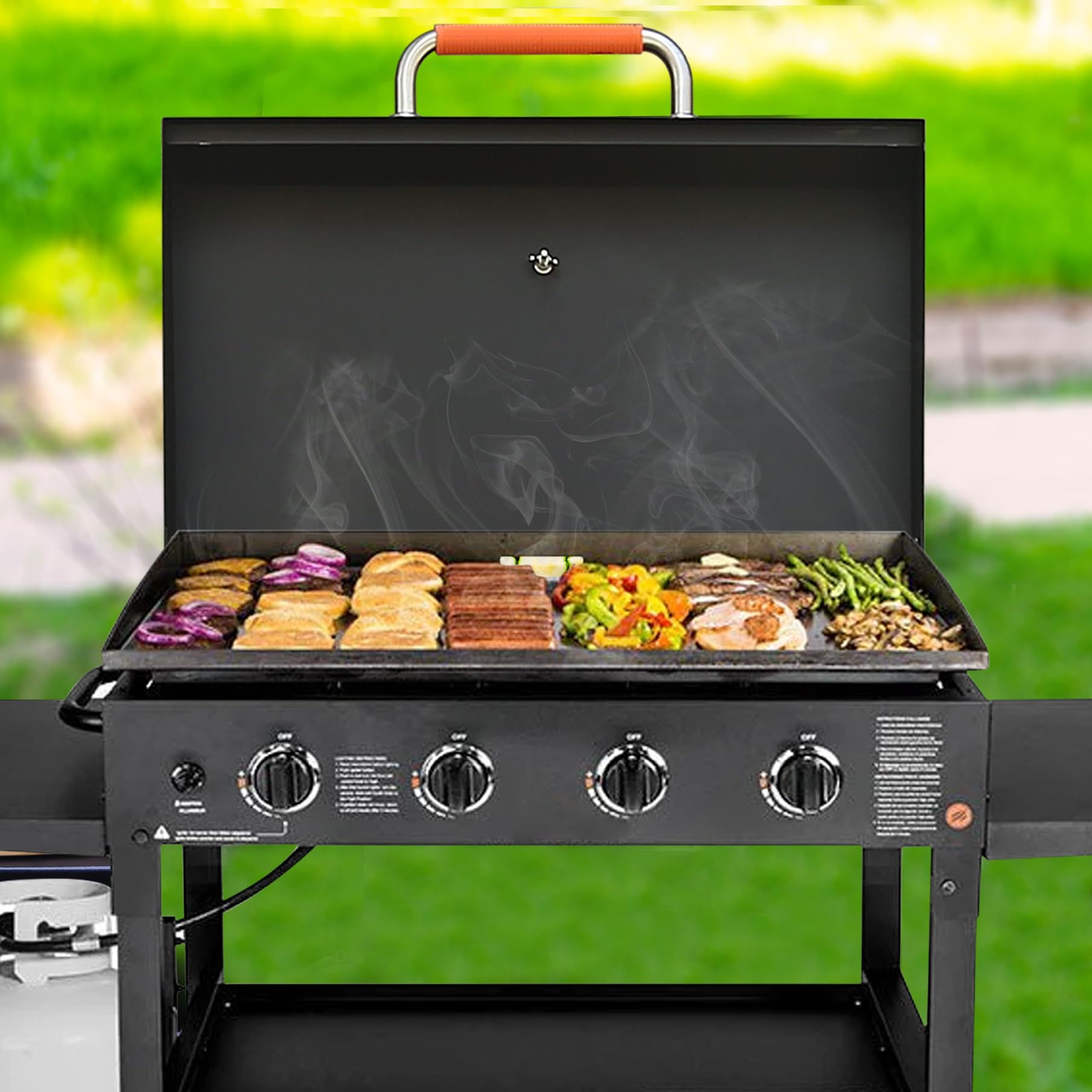 Upgraded Hinged Lid with Thermometer for Blackstone 36