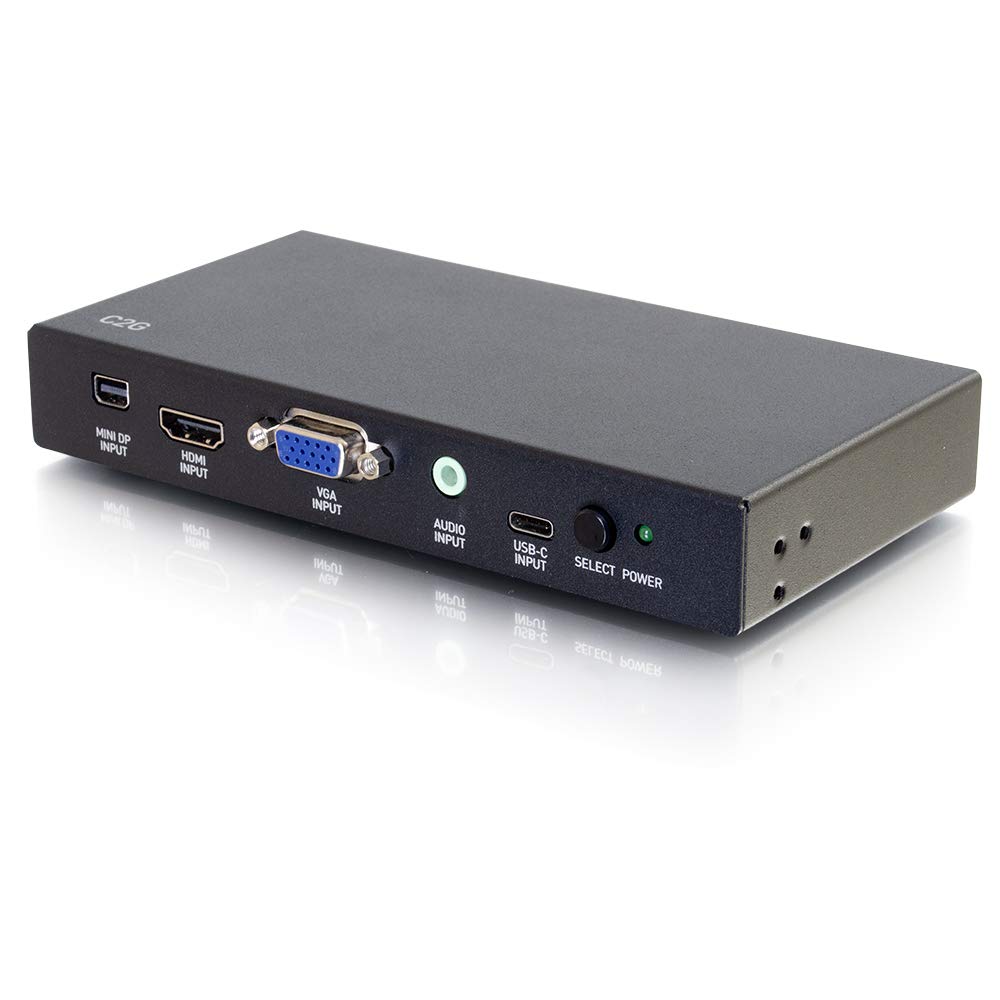 C2G 4K HDMI Switch with Mini DisplayPort, USB-C, VGA & 3.5mm Audio - 60Hz Ultra HD Video Switcher (Black) | Cables To Go 40850 | Perfect for Home Theater, Gaming & Office Multi-Screen Setups