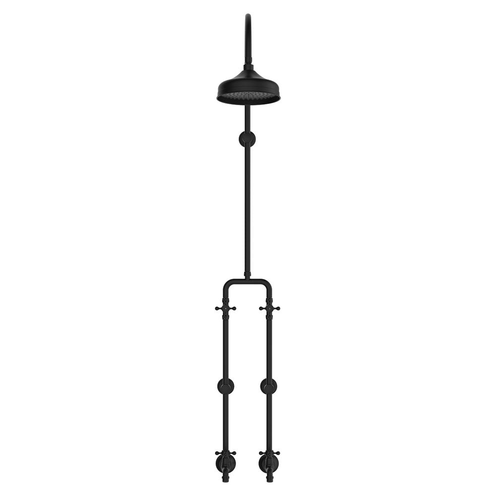 Fienza 455122BK Lillian Matte Black Exposed Rail Shower & Bath Set - Modern Bathroom Fixture for Spa-Like Experience