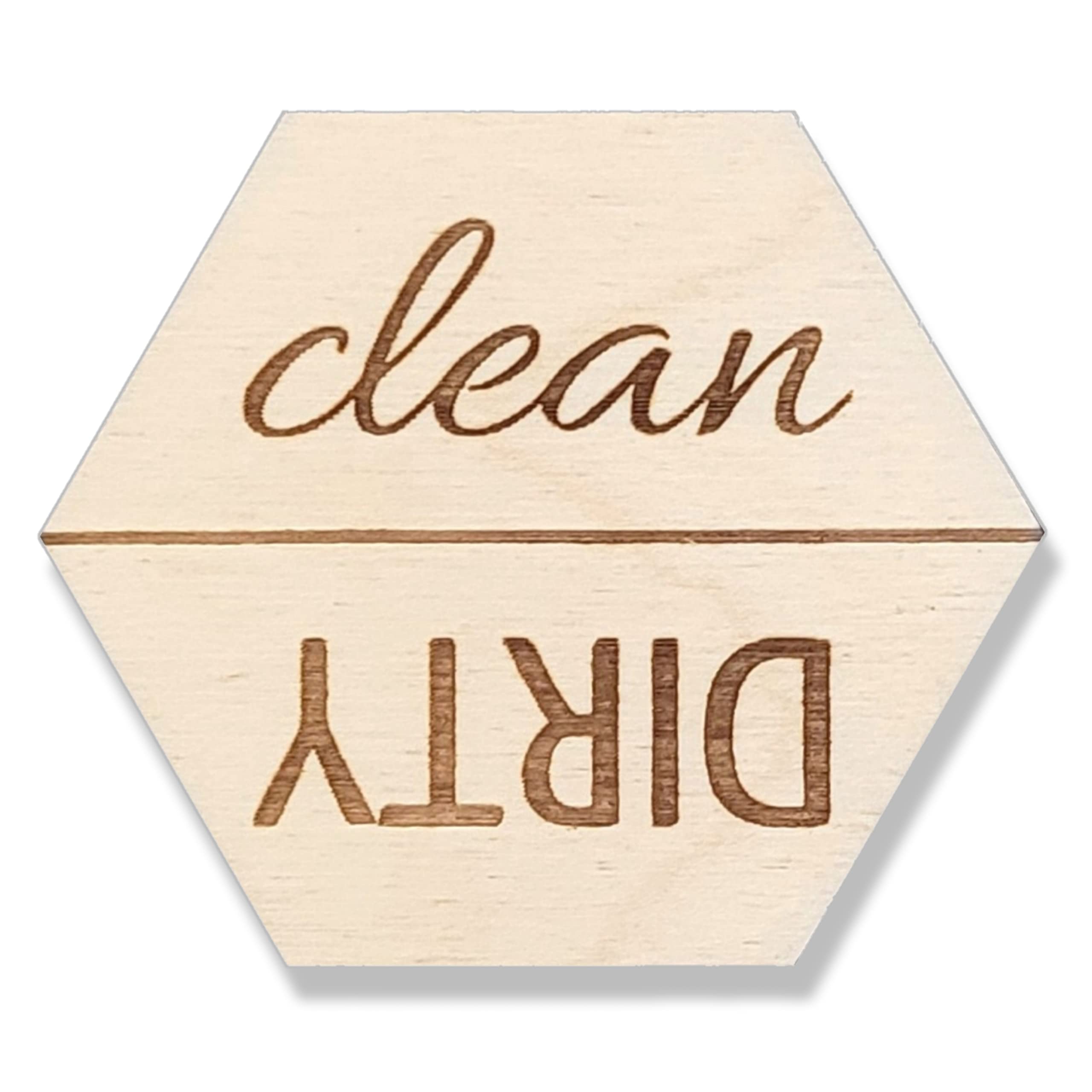 Reversible Wooden Dishwasher Magnet Sign - Clean Dirty Indicator for Kitchen Organization, White Birch - Perfect for Home, Office, and RV Use