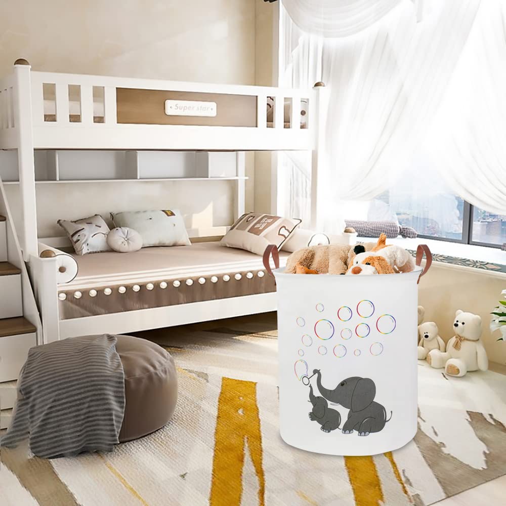 Collapsible Storage Bin for Baby Clothes, Toys & Laundry - Cute Elephant Design