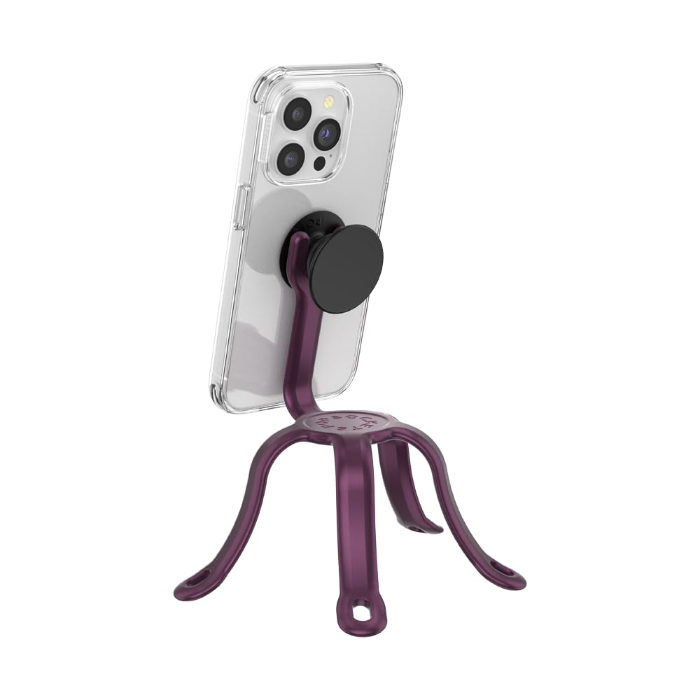 PopSockets Flexible Phone Mount & Stand - Universal Phone Tripod Mount for iPhone, Android, Tablets - Metallic Red Wine | Perfect for Video Calls, Streaming & Hands-Free Viewing