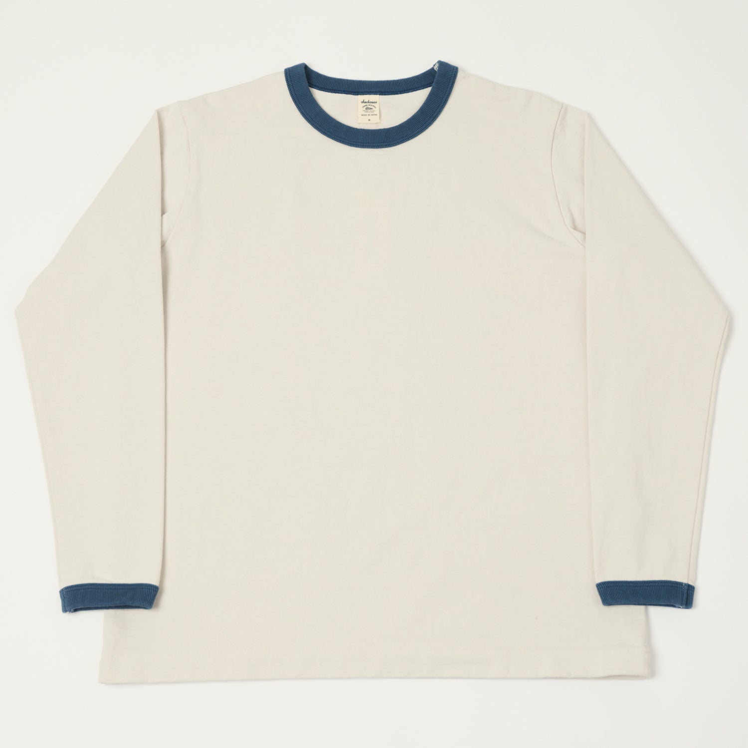 Jackman Dotsume Long Sleeve T-Shirt for Men - Soft Cotton Casual Tee in Rosin White & Blue Stripe | Perfect for Everyday Wear, Street Style & Layering