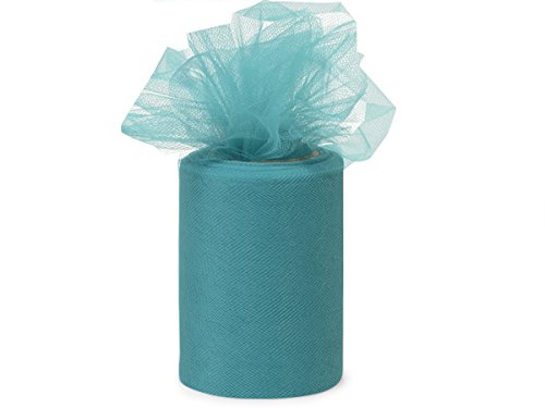 Premium 6-Inch Teal Tulle Ribbon - 100 Yards per Roll (5-Pack) | 100% Nylon Netting for Gift Wrapping, Wedding Decorations & DIY Crafts