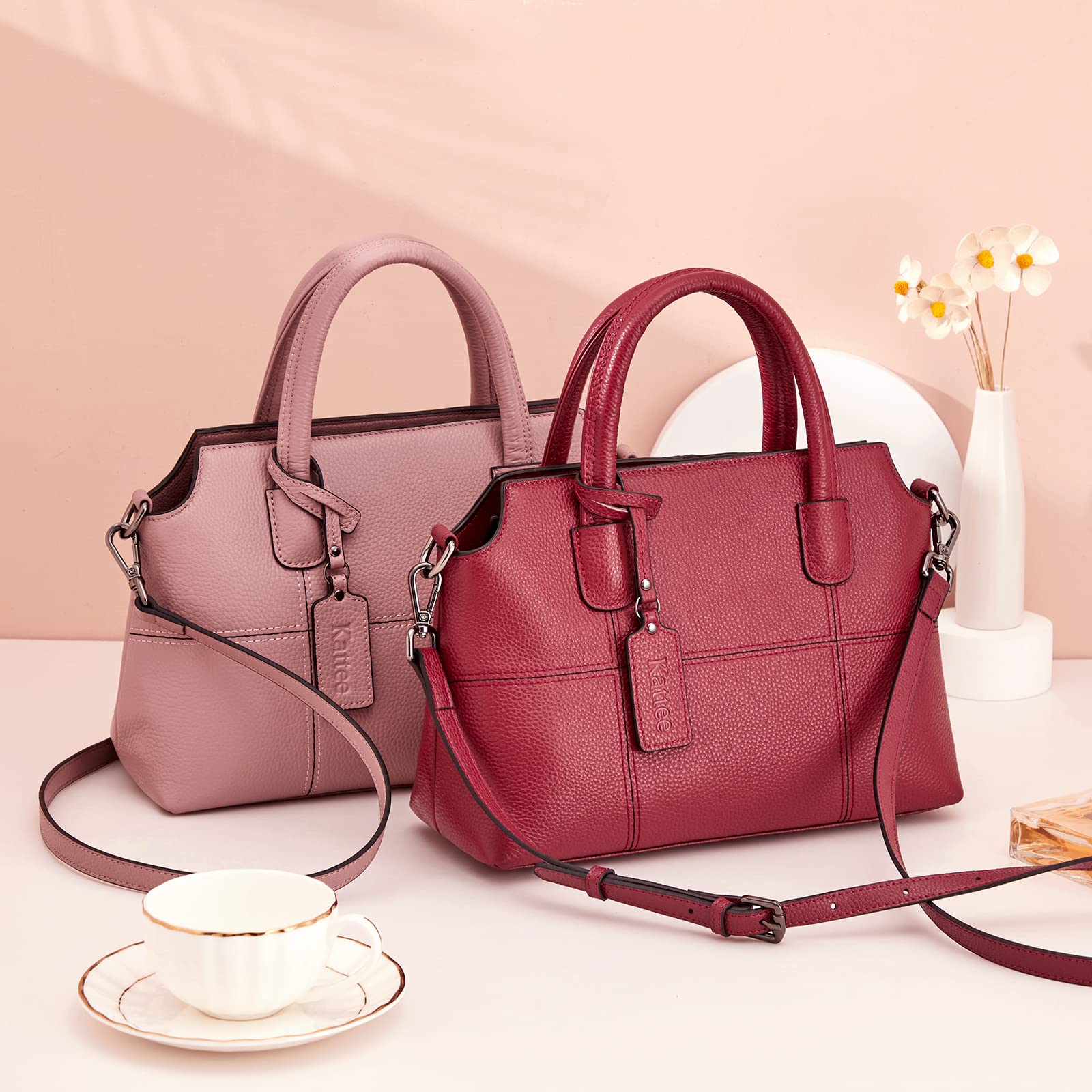 Kattee Genuine Leather Handbags for Women - Soft Hobo Satchel Shoulder & Crossbody Purse | Elegant Ladies Bags for Work, Travel & Everyday Use