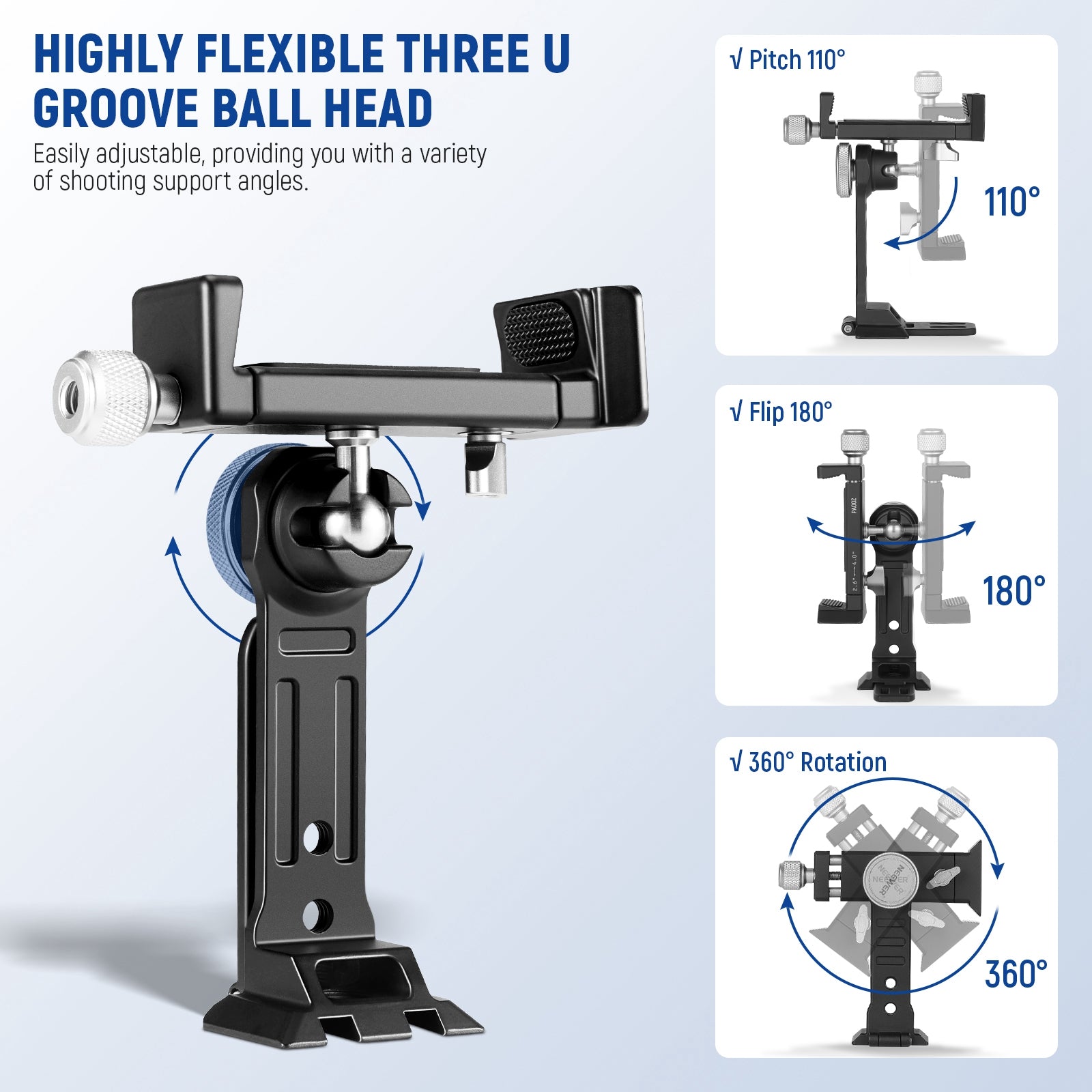 NEEWER PA002 Aluminum Alloy Smartphone Tripod Mount - Adjustable Phone Holder for Vlogging, Photography & Video Recording - Perfect for YouTube, TikTok & Live Streaming