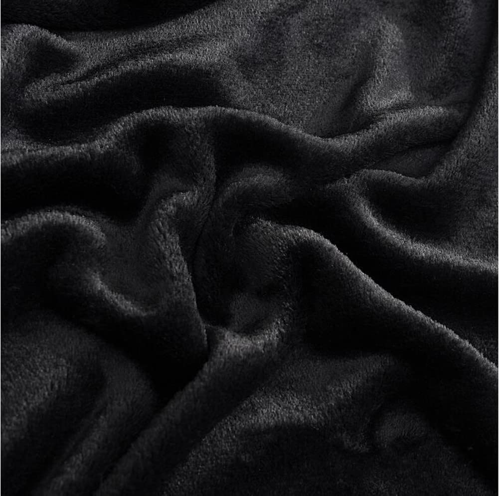Soft Coral Fleece Cozy Throw Blanket - All Seasons Lightweight Polyester Plush Blanket for Sofa, Bed & Air Conditioner Use - Fuzzy Nap Blanket 59x78 Inches Black - Perfect for Living Room, Office & Travel