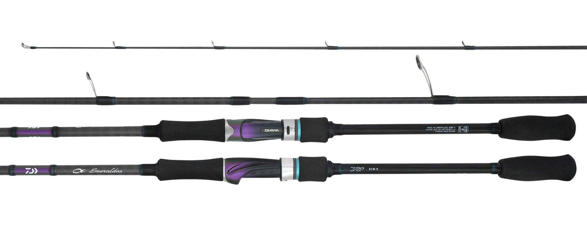 Daiwa 20 Emeraldas V Spinning Fishing Rod - Lightweight Graphite Saltwater Freshwater Fishing Rod for Bass, Trout, Salmon - Perfect for Shore Fishing & Boat Angling