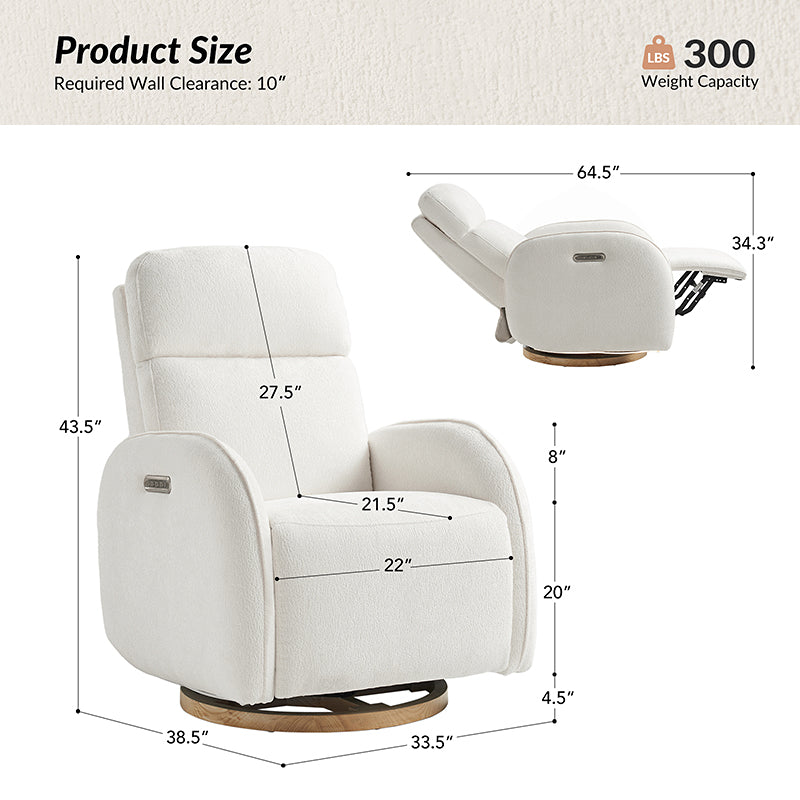 Electric Swivel Nursery Glider Chair - Comfortable Rocking Recliner for Breastfeeding, Baby Shower & Nursery Room (Gray) - Perfect for Nursing, Reading & Relaxing with Your Newborn