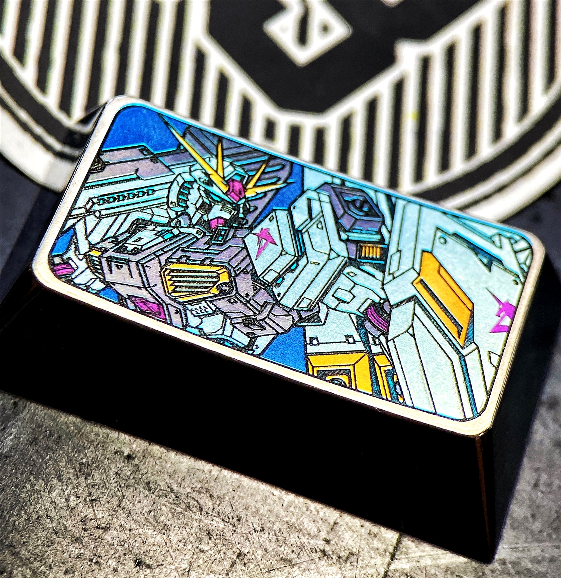Premium GUNDAM Titanium Keycap - Handcrafted Black & White Anime Sculpture for Mechanical Keyboards | Perfect for Gamers & Anime Fans | 1.75U Custom Keycap for WASD, ESC & Function Keys