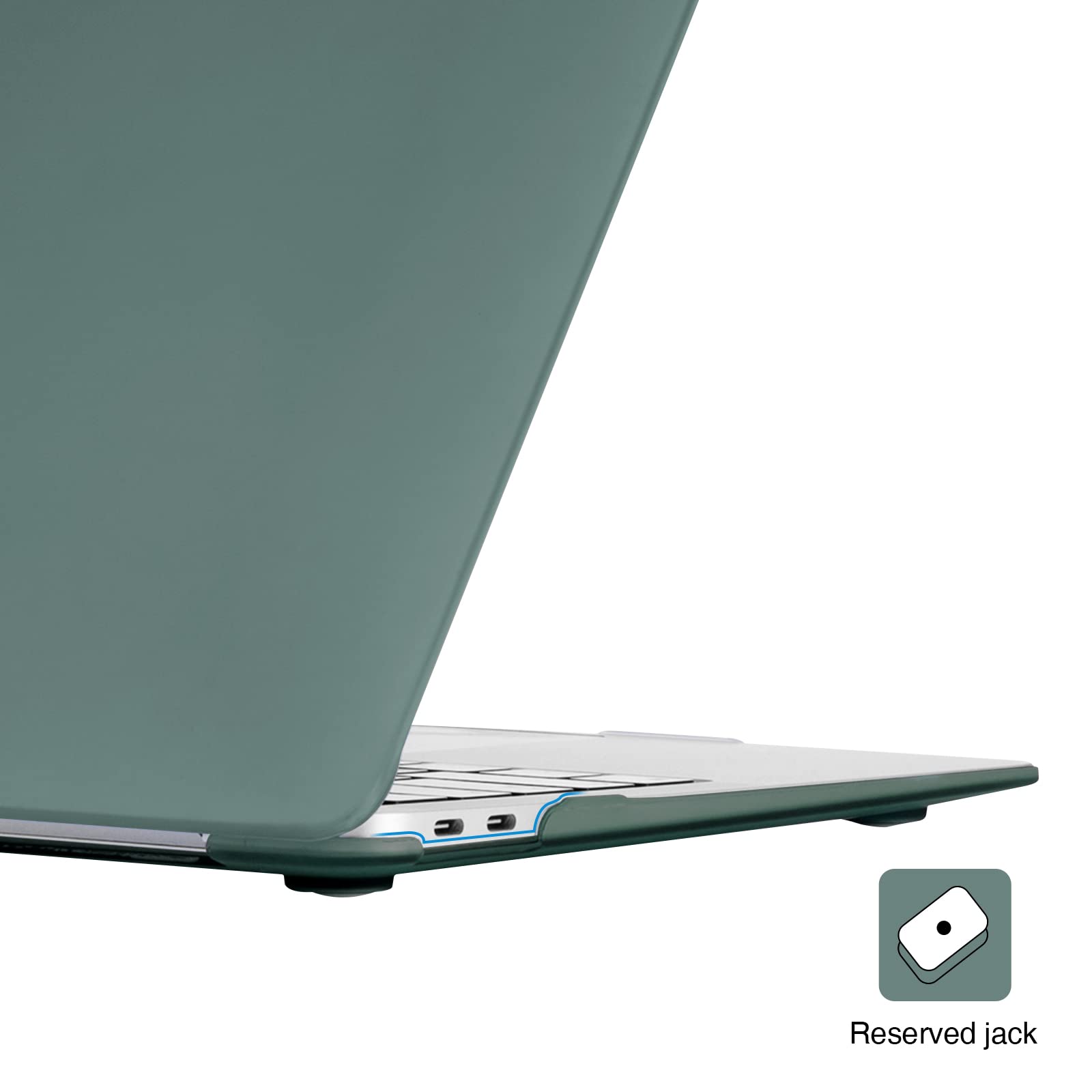 EooCoo Hard Protective Case for MacBook Air 13 inch (M1 Chip 2021-2018 & Retina Display Models) - Durable Plastic Shell with Transparent Keyboard Cover & Anti-Glare Screen Protector in Matte Midnight Green | Perfect for Work, Travel & School Use