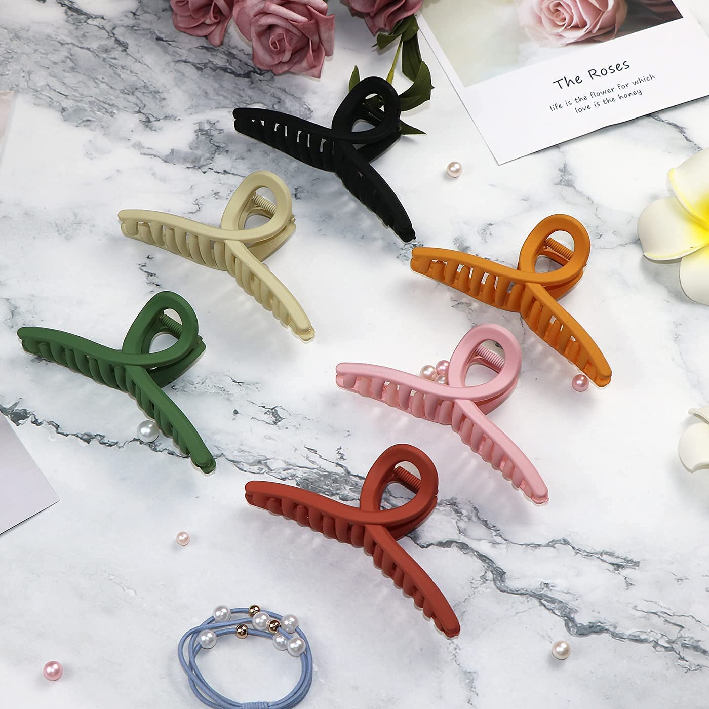 SIA VENDORS 4-Piece Matte Jaw Hair Clips for Women & Girls - Non-Slip Banana Claw Hair Clutchers, E-Shape Hair Styling Accessories - Perfect for School, Work, and Everyday Hairstyles