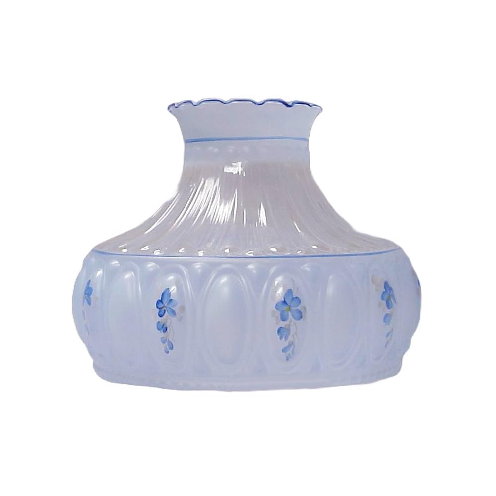 Aladdin Blue Meadow Flower Glass Oil Lamp Shade - 10 Inch Clear Top for Vintage Home Decor, Cottage Style Lighting & Cozy Ambiance