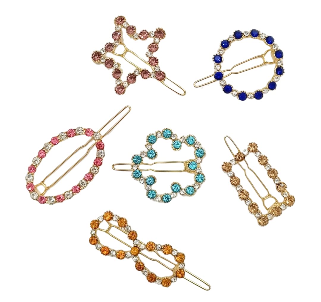 ANNACREATIONS Women's Pearl Letter Hair Clips - Rhinestone Crystal Alphabet Hair Pins for Girls & Women (6-Piece Set, Lock Stone Design) - Perfect for Weddings, Parties, and Everyday Hair Styling