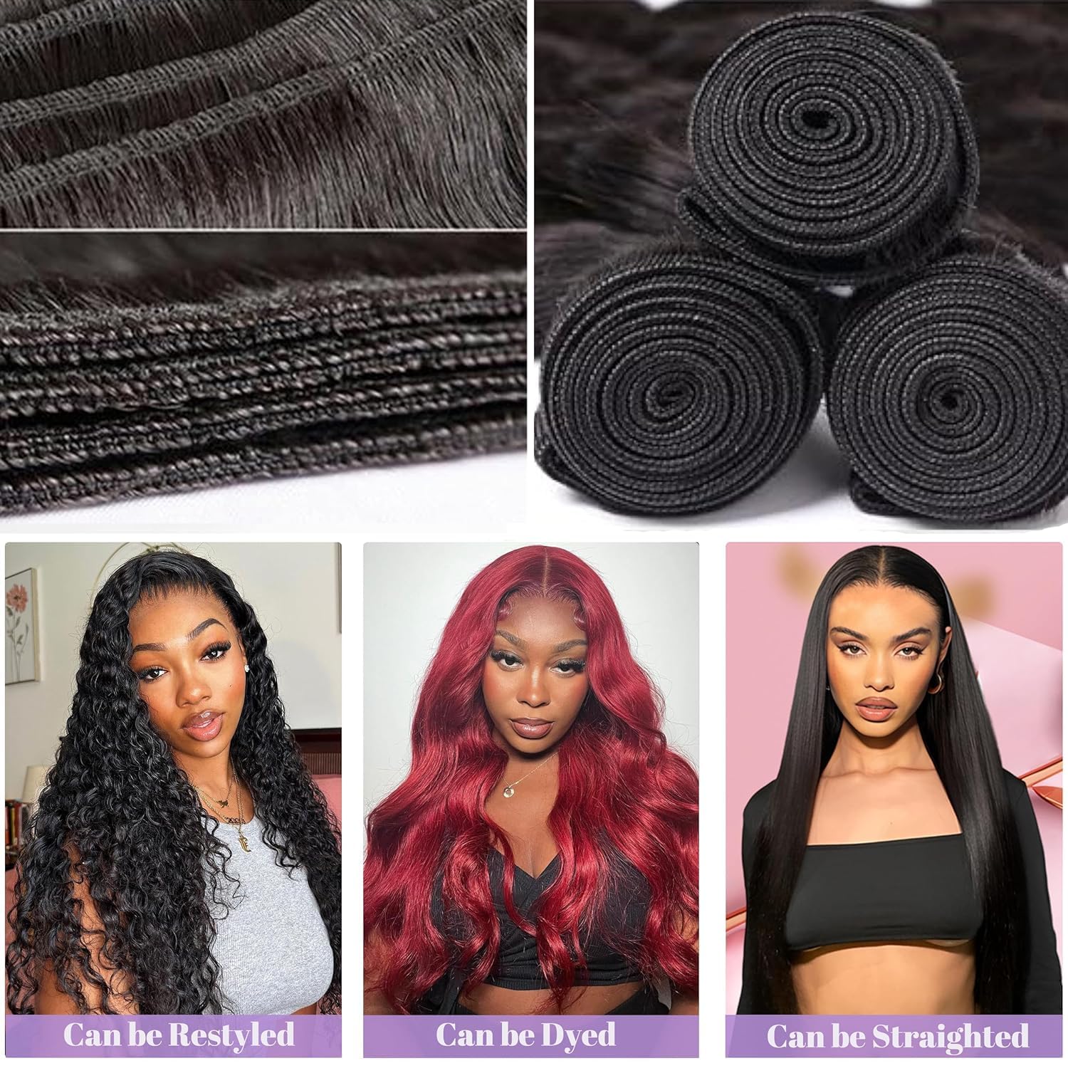 12A 34 Inch Brazilian Virgin Human Hair Bundles - 100% Unprocessed Body Wave Weave Hair Extensions, Natural Black Color for Styling & Volume Boost | Perfect for Daily Wear, Parties & Special Occasions