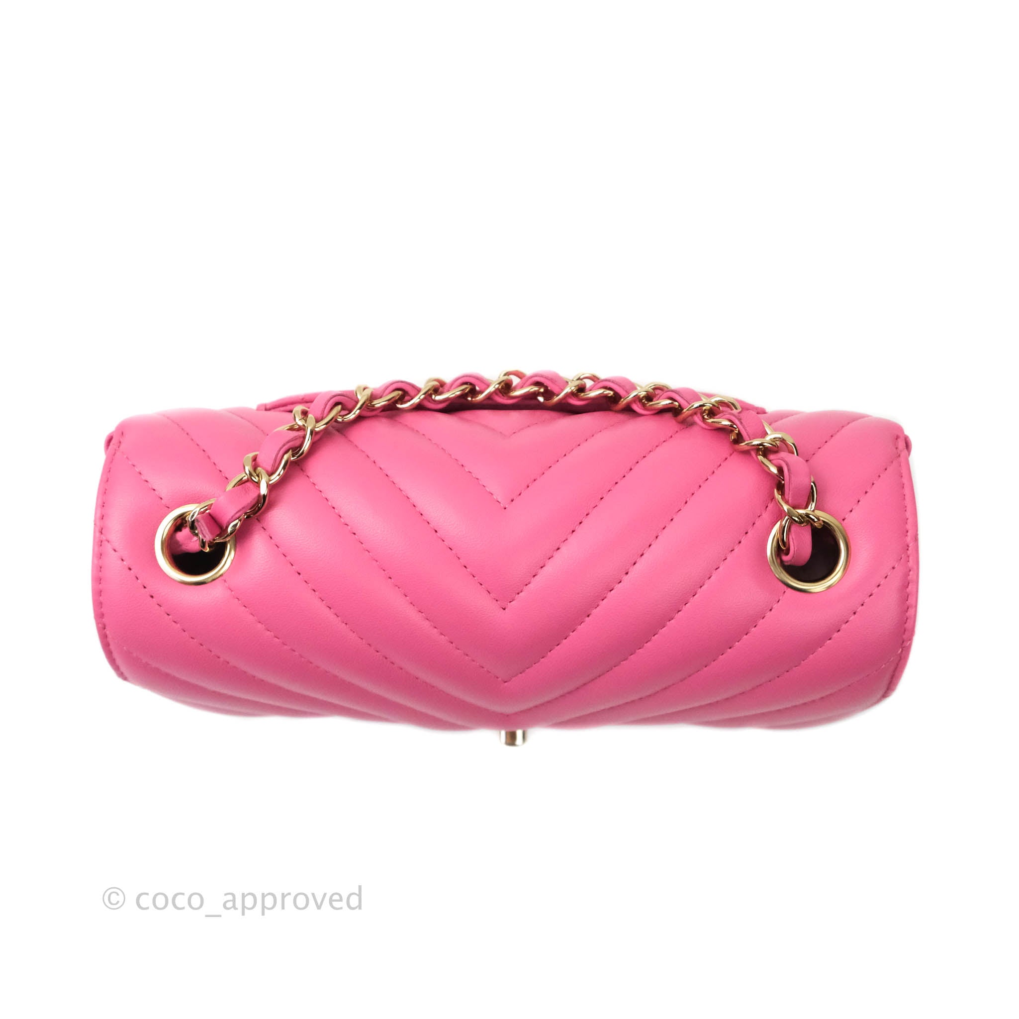 Chanel Chevron Mini Rectangular Lambskin Flap Bag in Pink with Gold Hardware - Perfect for Evening Events & Luxury Fashion Accessories