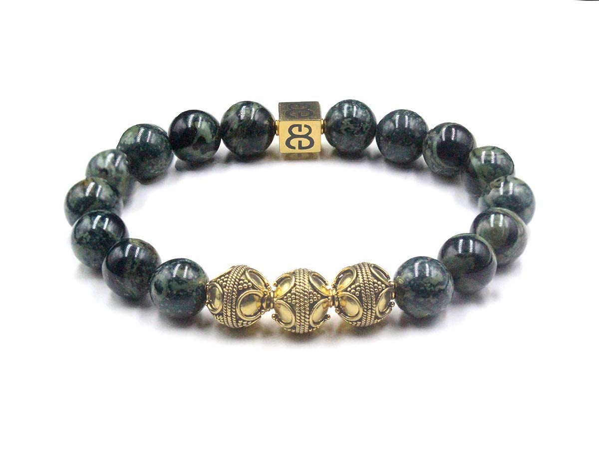 Premium Men's Jade & Gold Beaded Bracelet - Handcrafted Adjustable Beaded Jewelry for Men - Perfect for Gifts, Meditation & Spiritual Healing