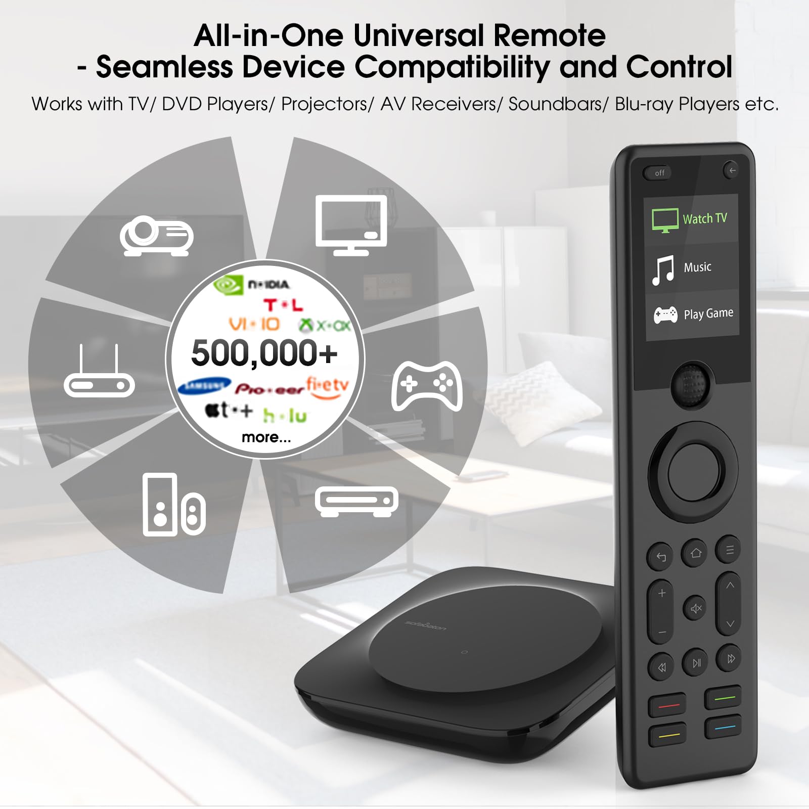 SofaBaton X1S Universal Remote Control with Hub & App - All-in-One Smart Remote for TV, Cable Box, Streaming Devices (60+ Devices) - IR, Bluetooth, WiFi, Alexa & Google Assistant Compatible - One-Touch Activities & Raise to Wake - Perfect for Home Theater & Smart Home Control