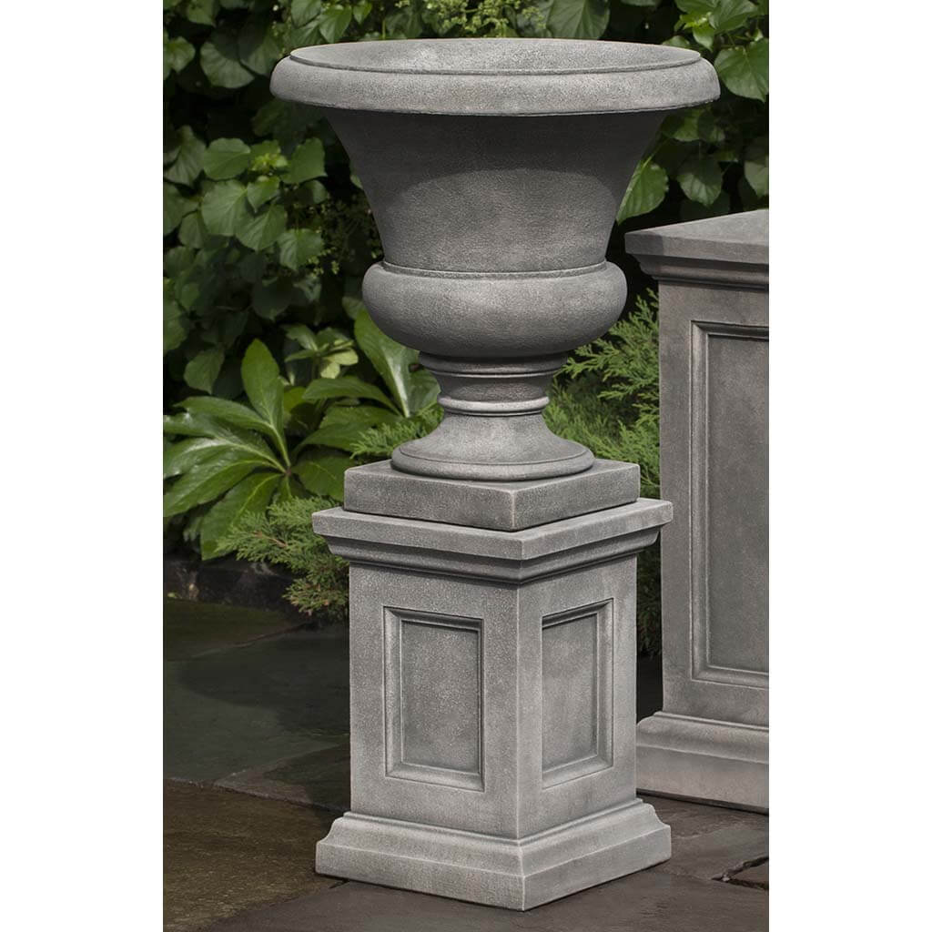 Campania International Mt. Airy Urn with Lenox Pedestal - Elegant Garden Urn for Outdoor Decor, Patio, and Landscape Design